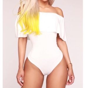 Fashion Nova Plus size White OTS Bodysuit